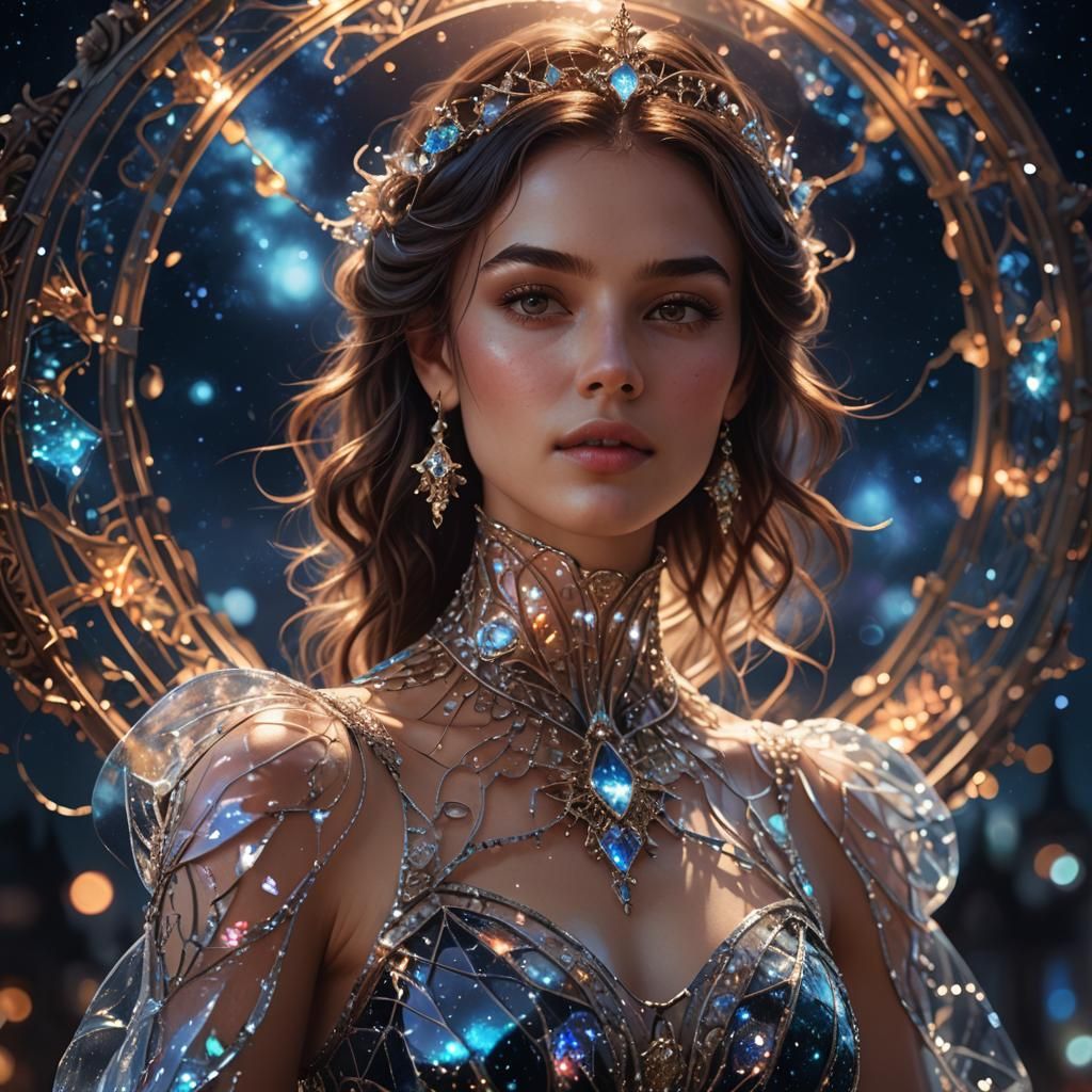 Woman in Glass Dress Portrait, Fantasy Art