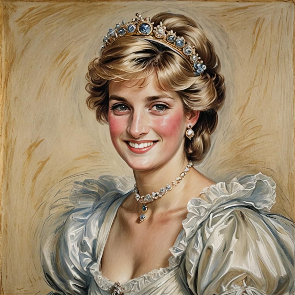 Princess Diana Portrait in Classical Style
