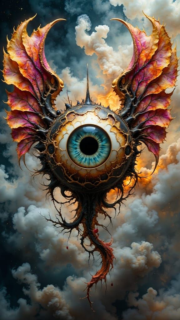 Cyberpunk Demon's Fiery Gaze