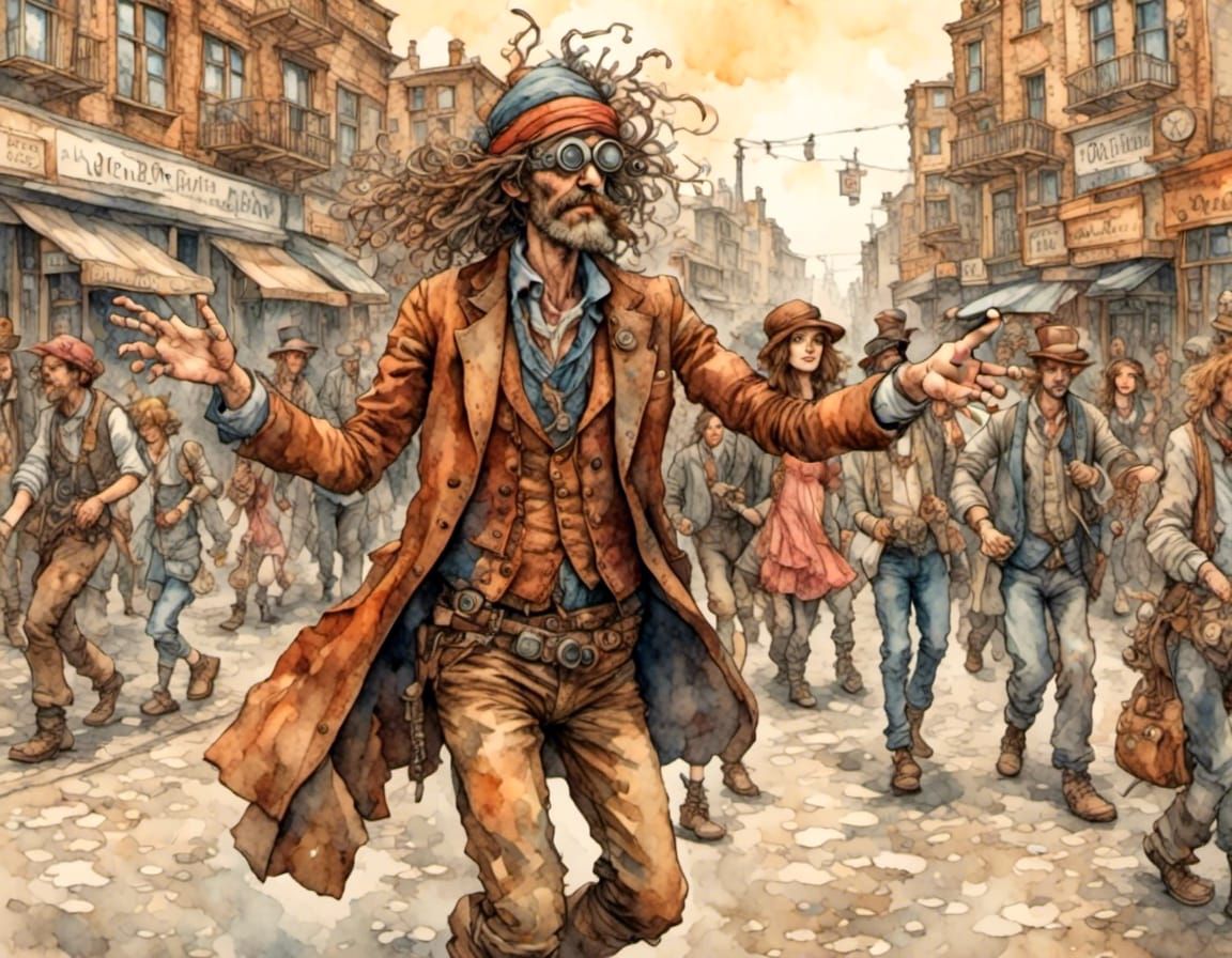 Sophisticated Hippie Dancing in the Street