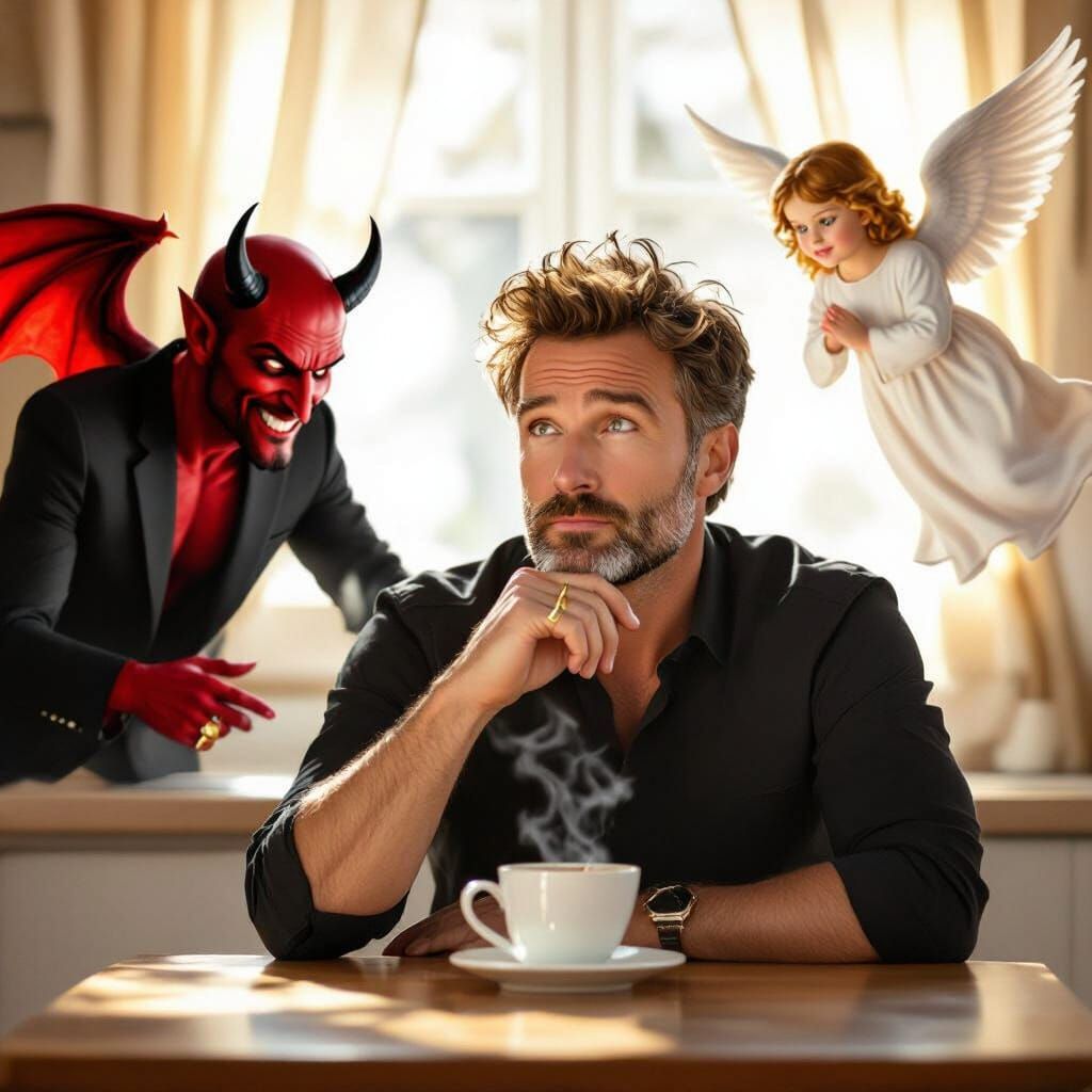 Man's Moral Dilemma: Angel and Devil