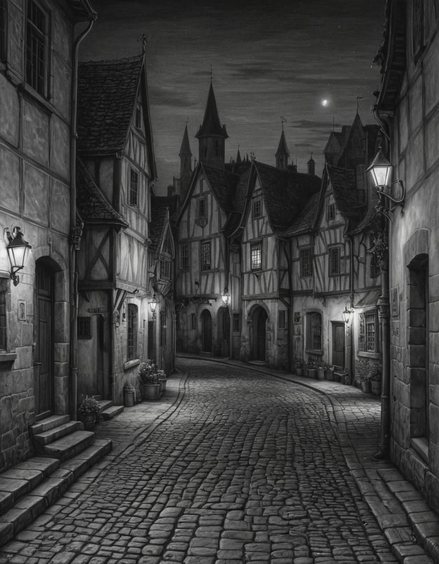 Medieval street by night.