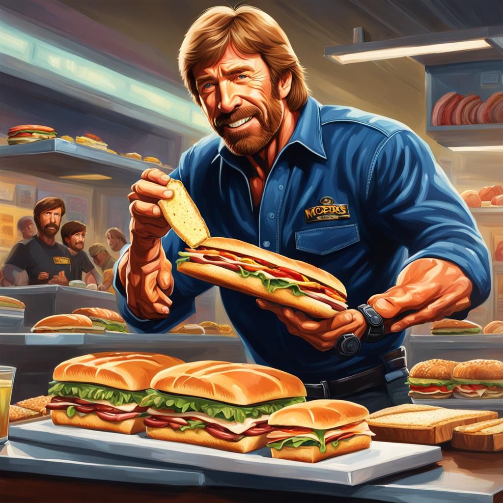 Chuck Norris Serves Sandwiches: Hyperrealistic Portrait