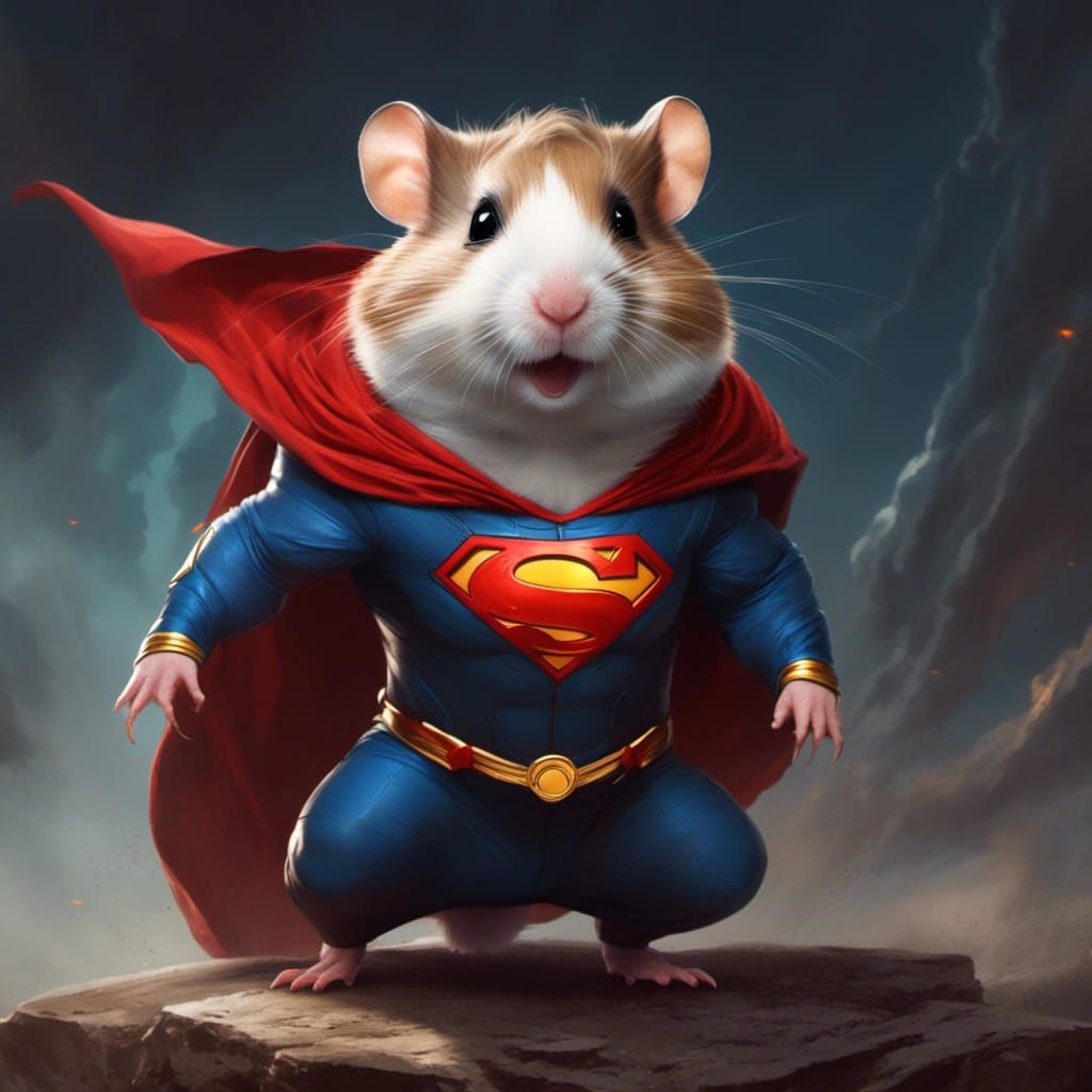 Hamster as Superman: Anime Concept Art