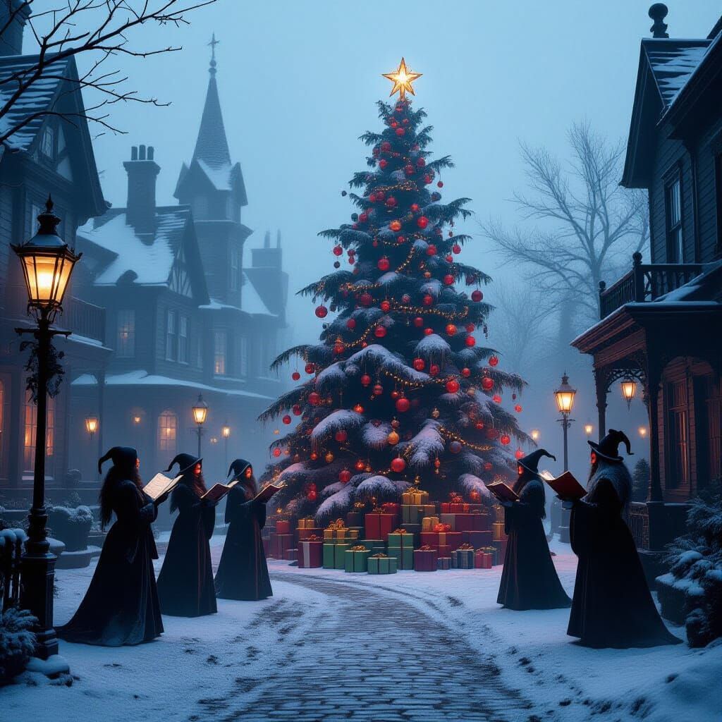 Haunted Victorian Christmas Village with Undead Carolers