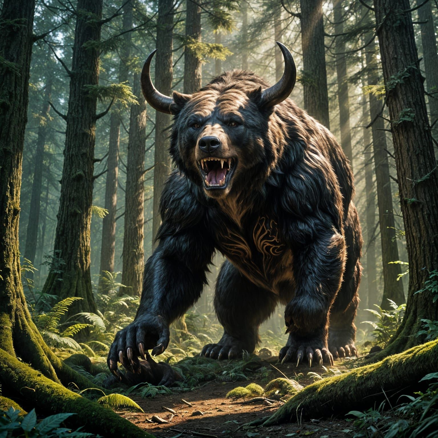 Stunning High Fantasy Epic Bear-Like Creature in a Mysteriou...