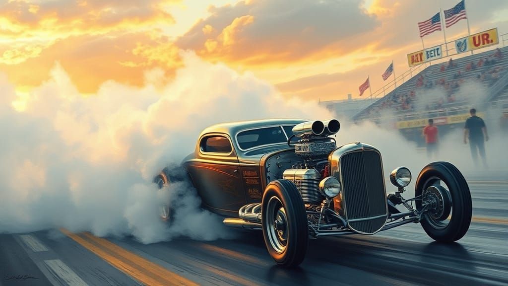 Ethereal Hot Rod Watercolor Painting