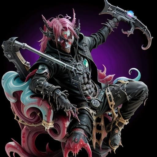 Cyberpunk Alchemist Blood Elf in Chaotic Scene