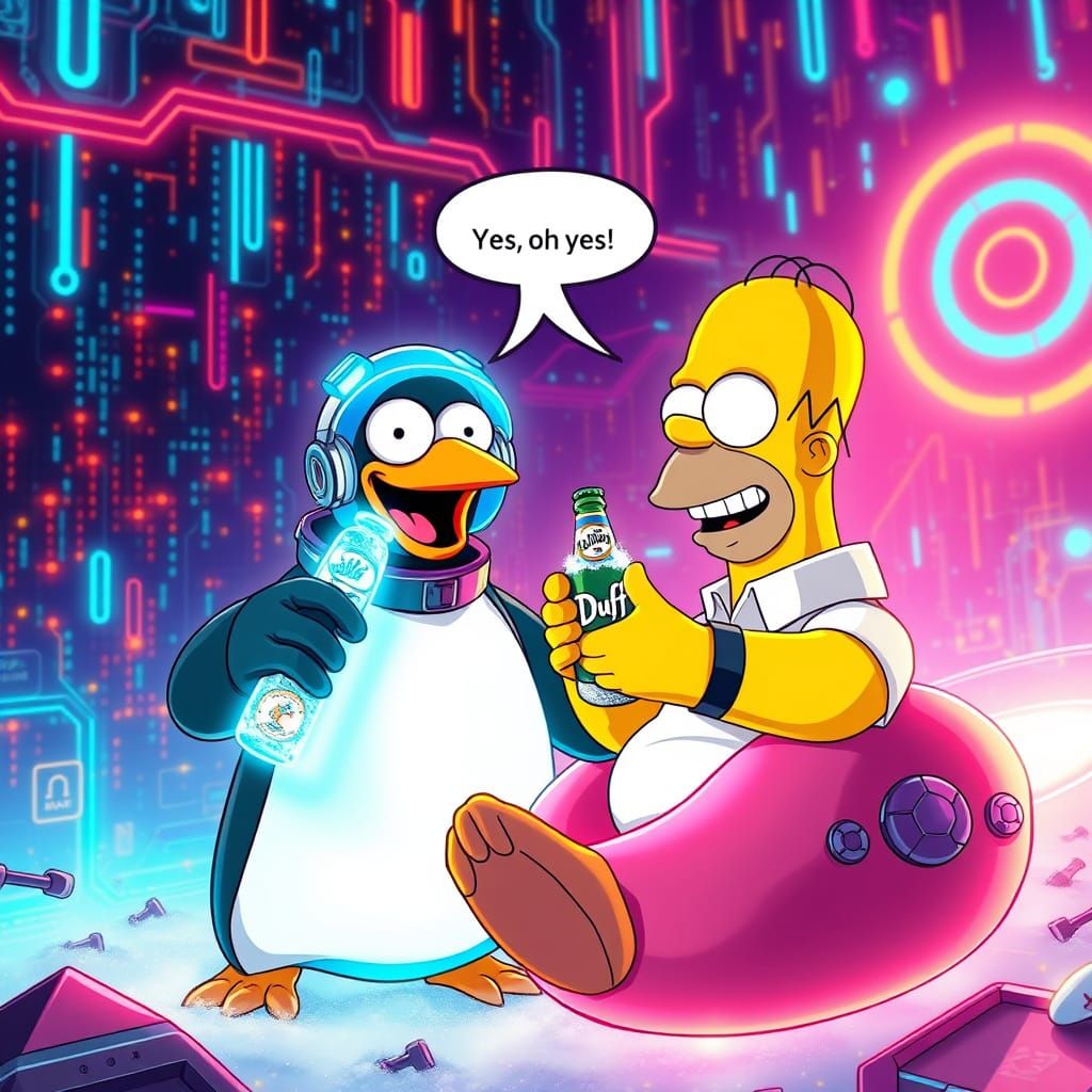 Homer Simpson in Neon Cyberpunk Dreamscape
