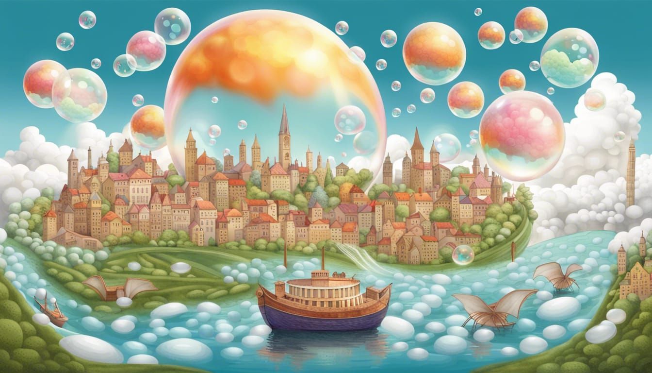 Bubble World with Quilted Dragons and City
