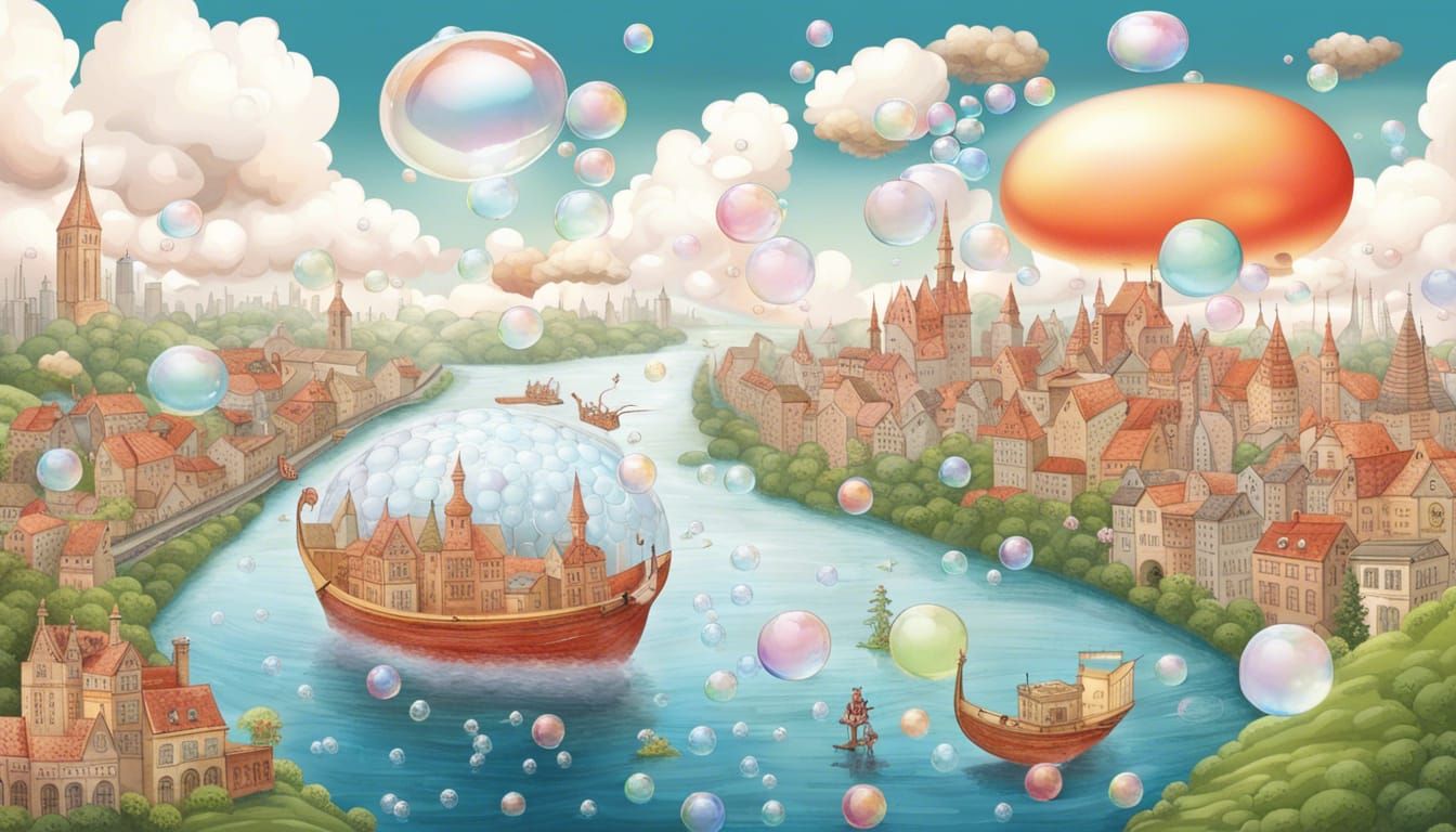 Bubble World with Quilted Dragons and City