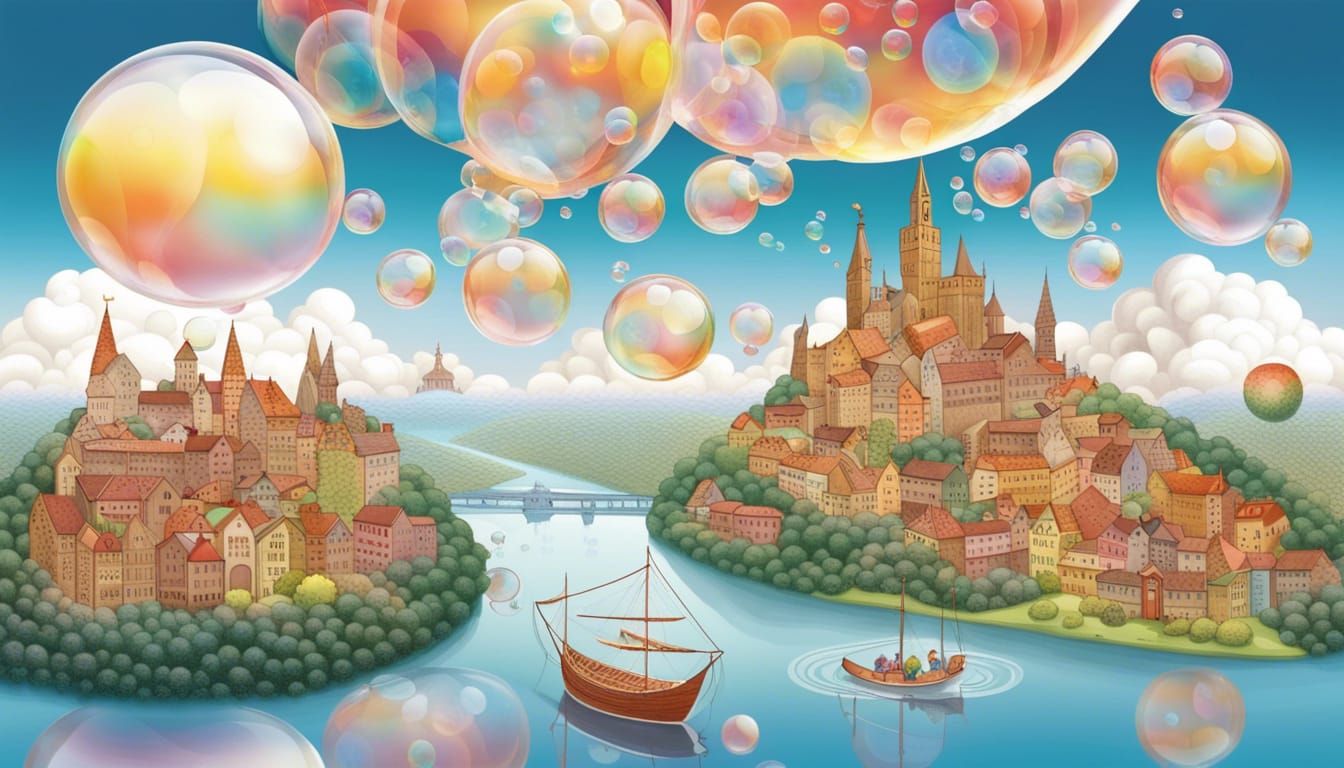 Bubble World with Quilted Dragons and Floating City