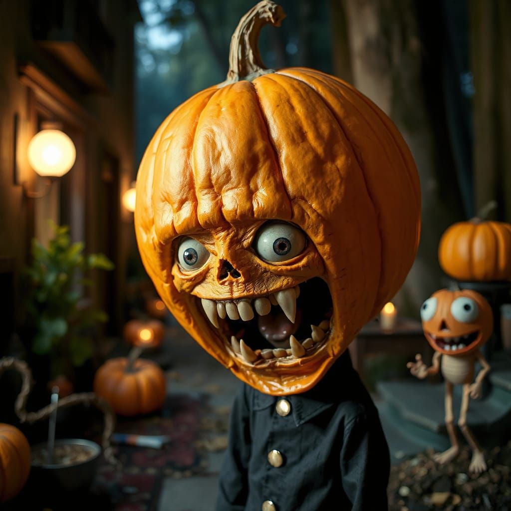 Misanthropic Pumpkin Head Screaming in Dramatic Digital Art