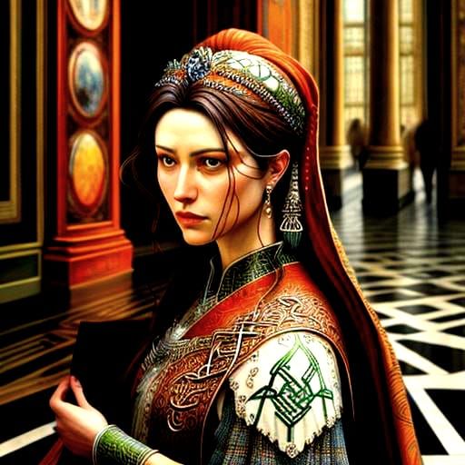 Hyperrealistic Celtic Mosaic with Fractal Elements