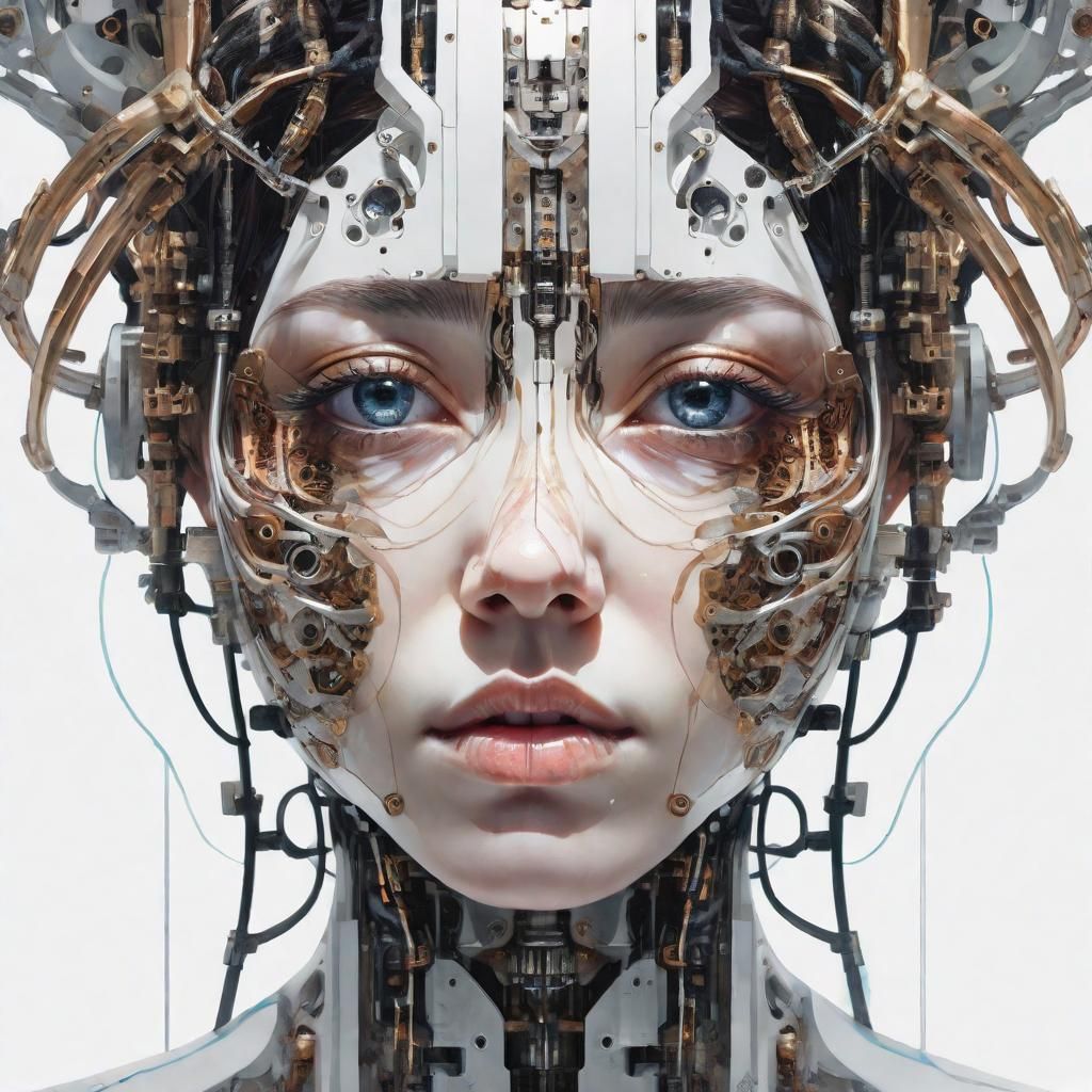 Surreal Beauty: Machine Parts Embedded in Face