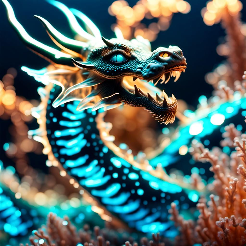 Bioluminescent Crystal Dragon in Golden Hour