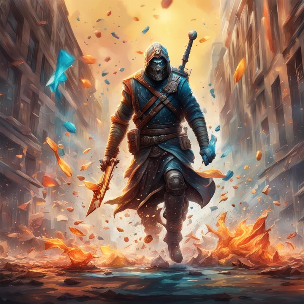 Detailed Tortured Female Figure in Splash Art Style