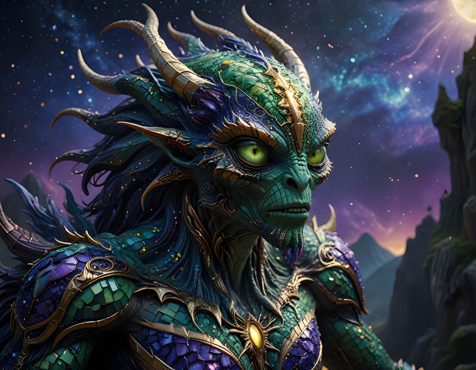 Surreal Byzantine Mosaic Depiction of Alien Monster God