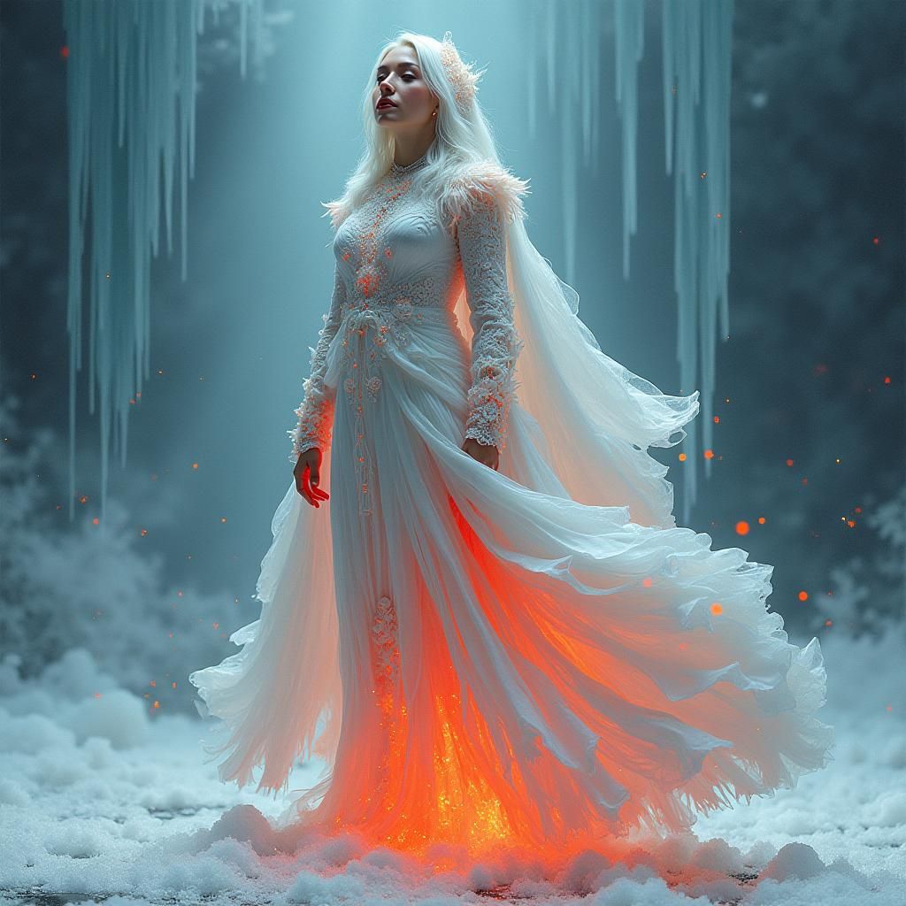 Goddess of Ice and Fire in Neoclassical Style