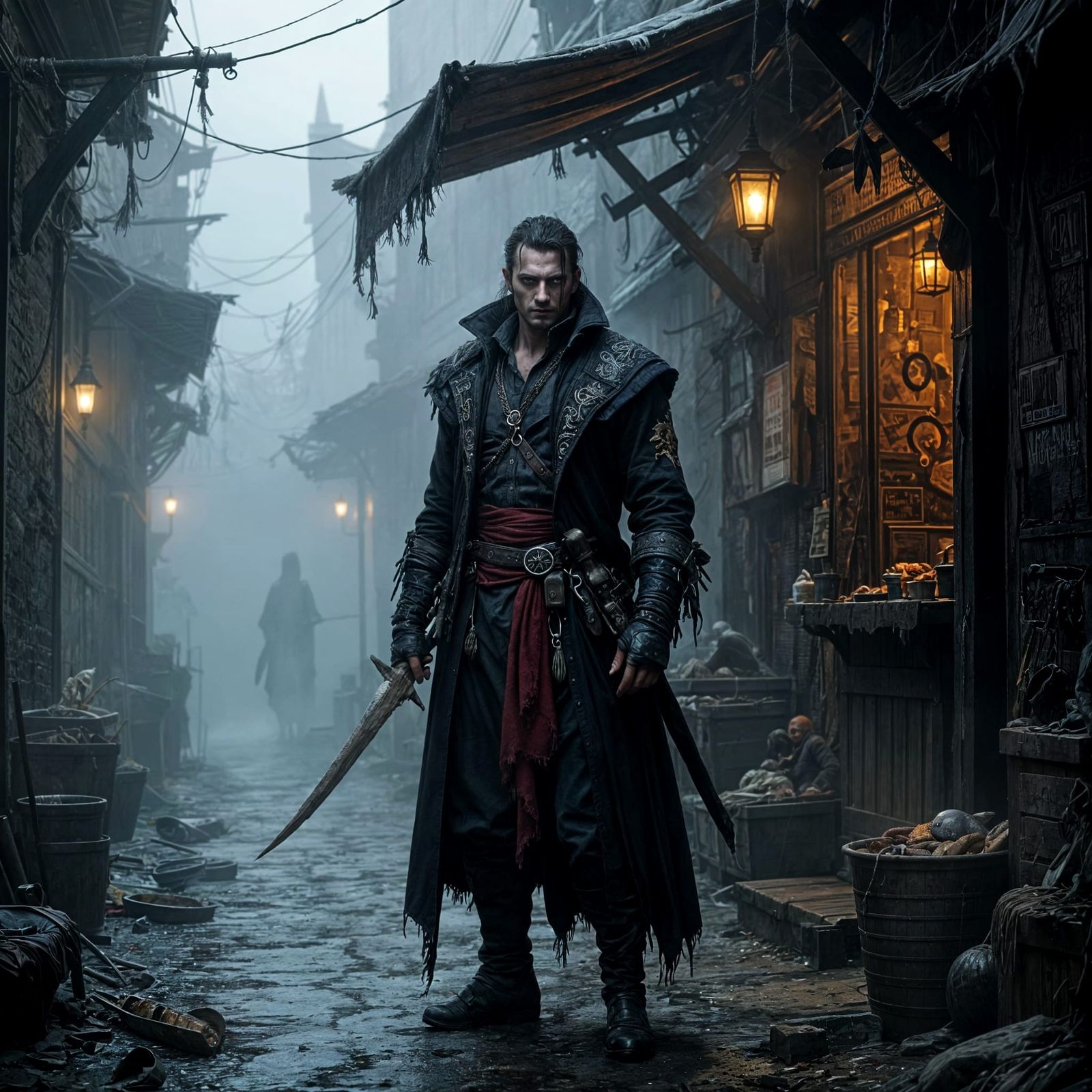 Vistani Spy in Foggy Alley Meeting