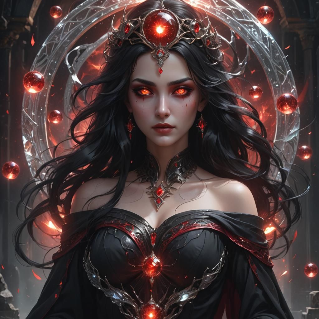 Goddess with Flowing Hair in Crystal Orb