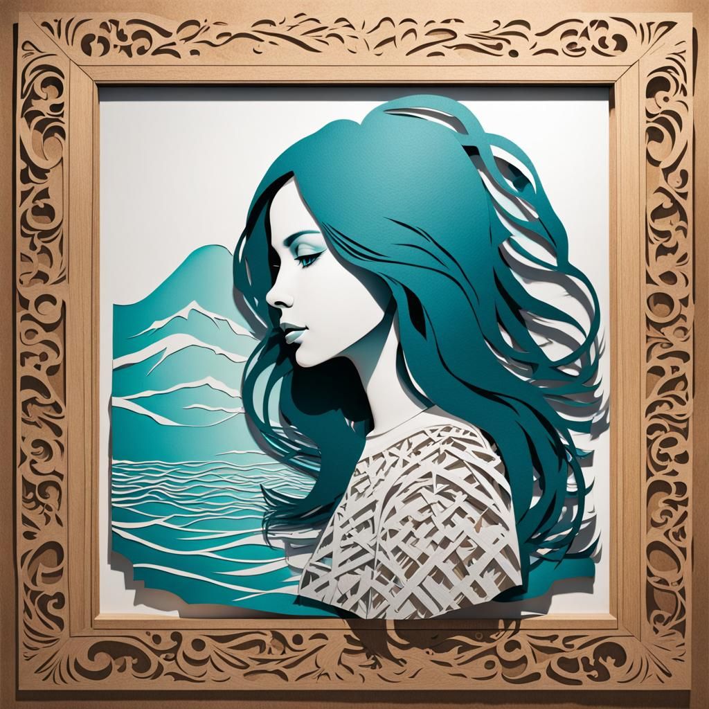 Girl in Cut-Out Style Digital Art