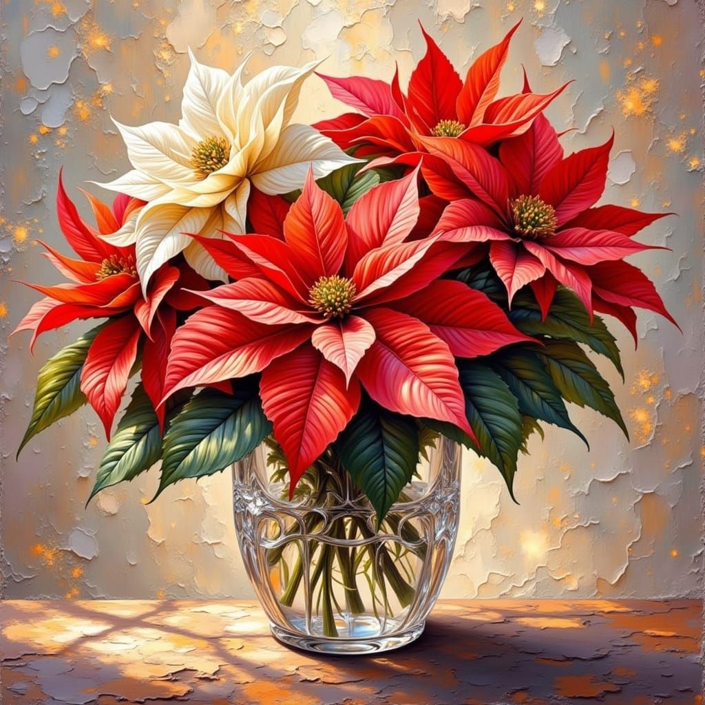 red and beige poinsiettas #1