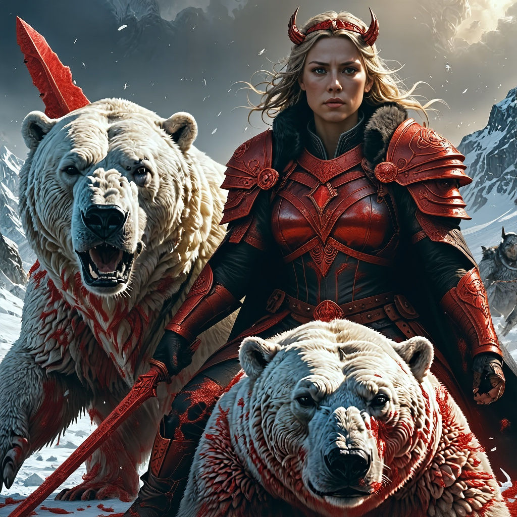 Angelic Valkyrie Rides Necro Polar Bear Against Yamika-Weari...