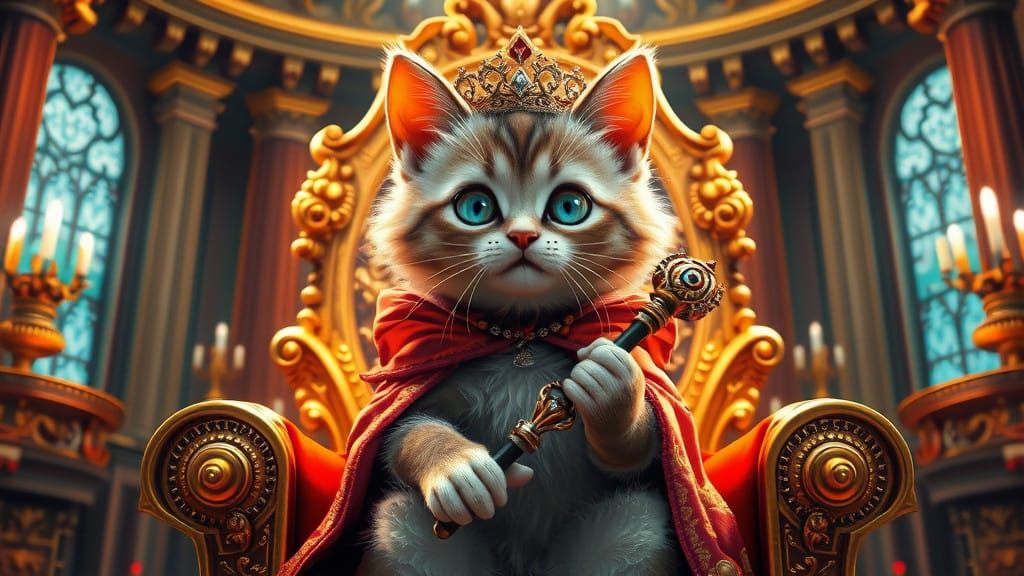 Regal Kitten Reigns Supreme in Opulent Palace
