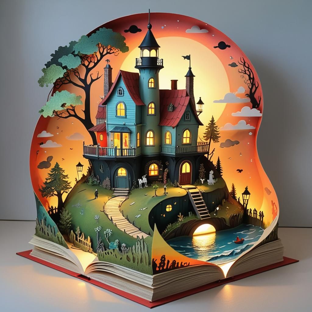Nested Worlds Pop-Up Book in Jansson Style