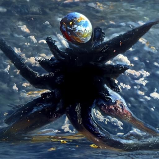 Dark Star Over Earth: Oil Painting