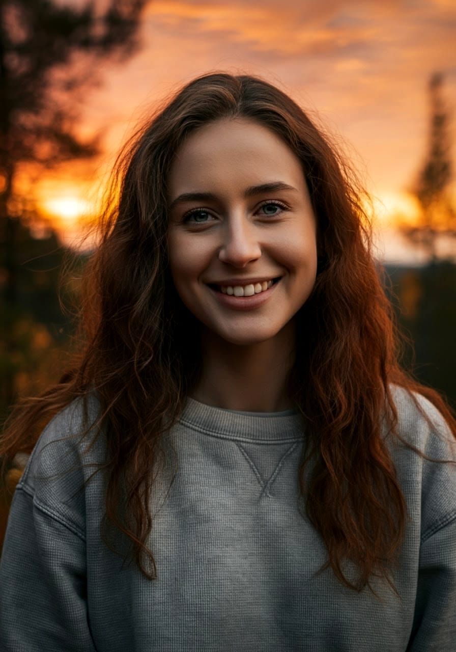 Vibrant Autumn Portrait in Hyperdetailed Photorealism