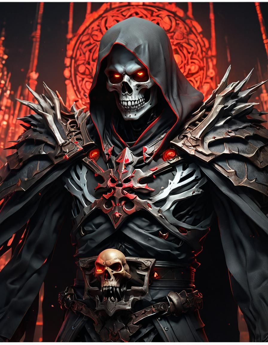 Glowing Red Eyed Skull in 3D Anime Art