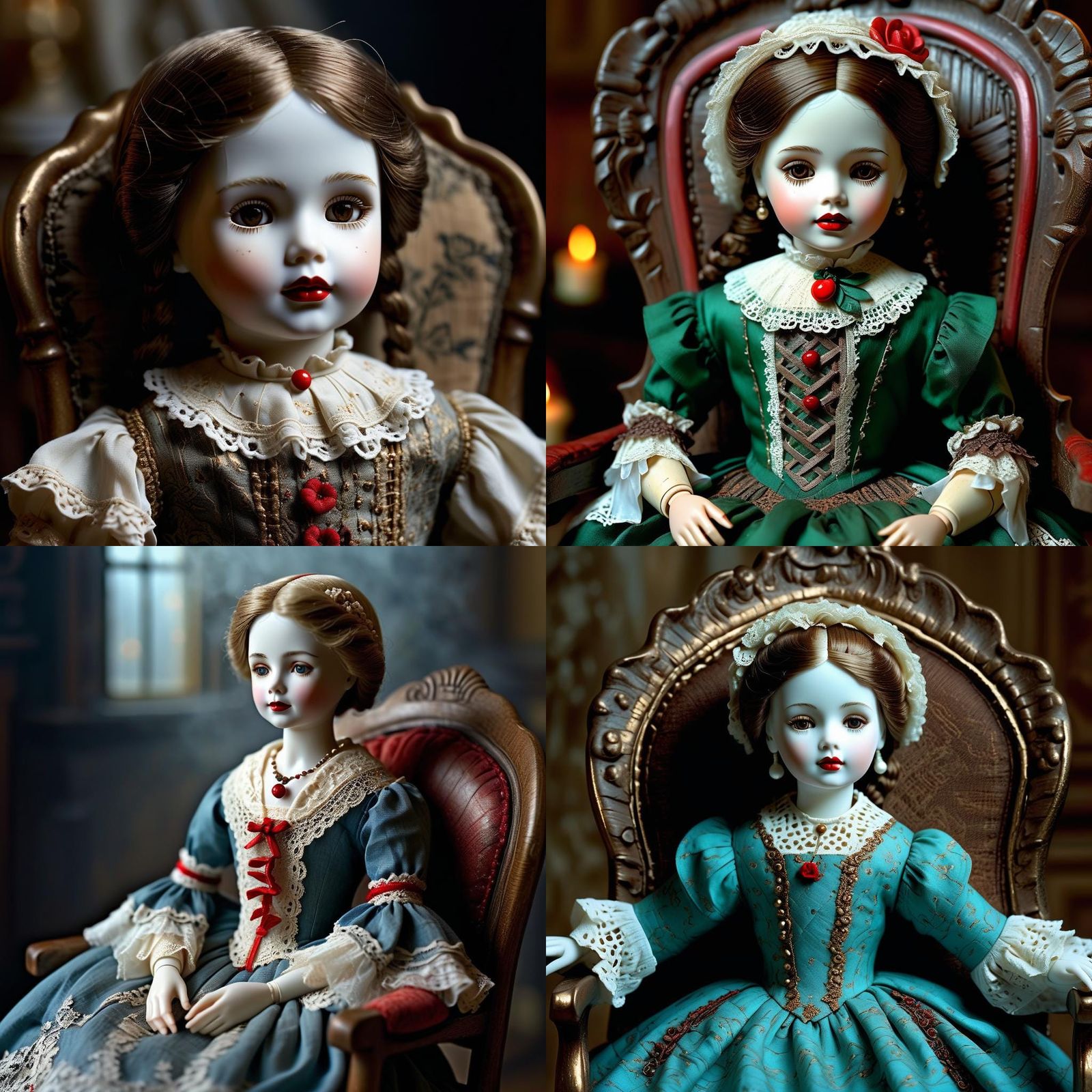 Porcelain Doll in Old Chair: Detailed Matte Painting