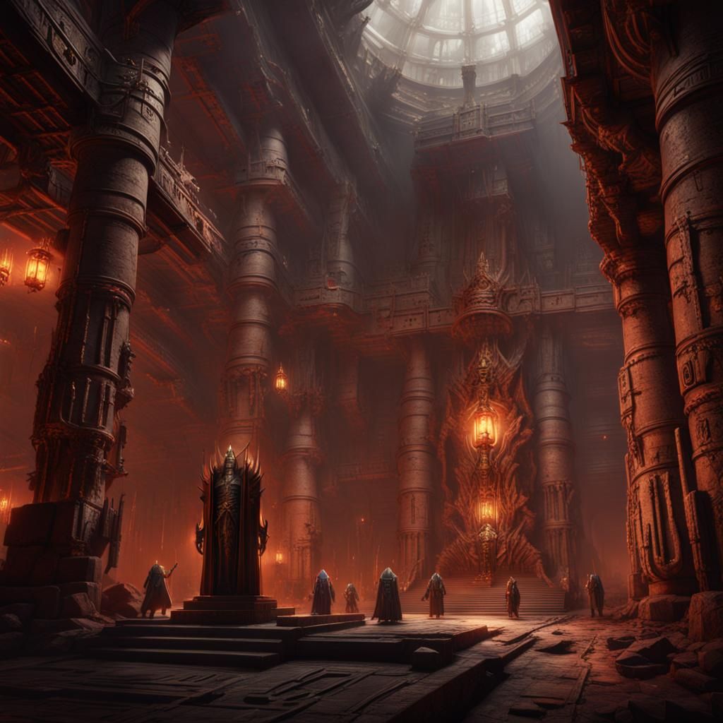 Warhammer 40K Tech Priests in Underhive Temple