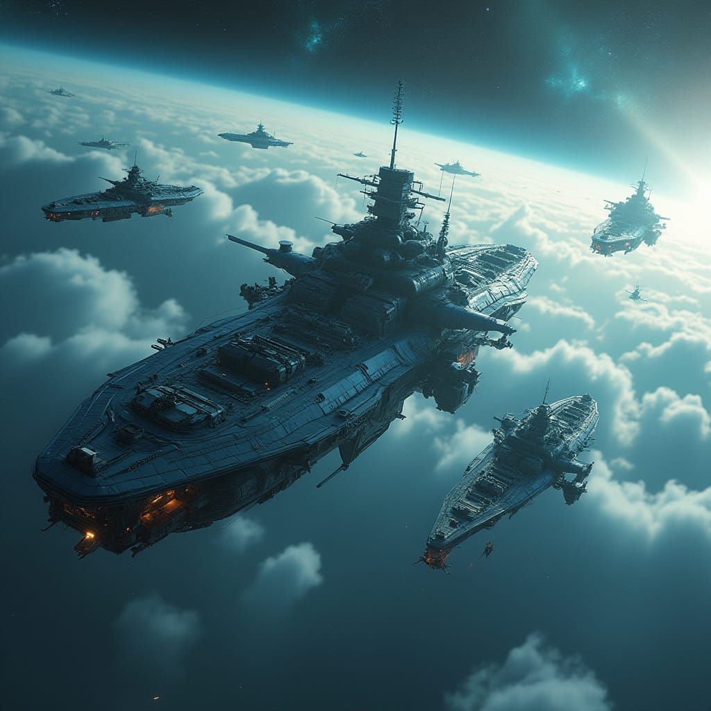 Cinematic Orbital Shipyards in Deep Space