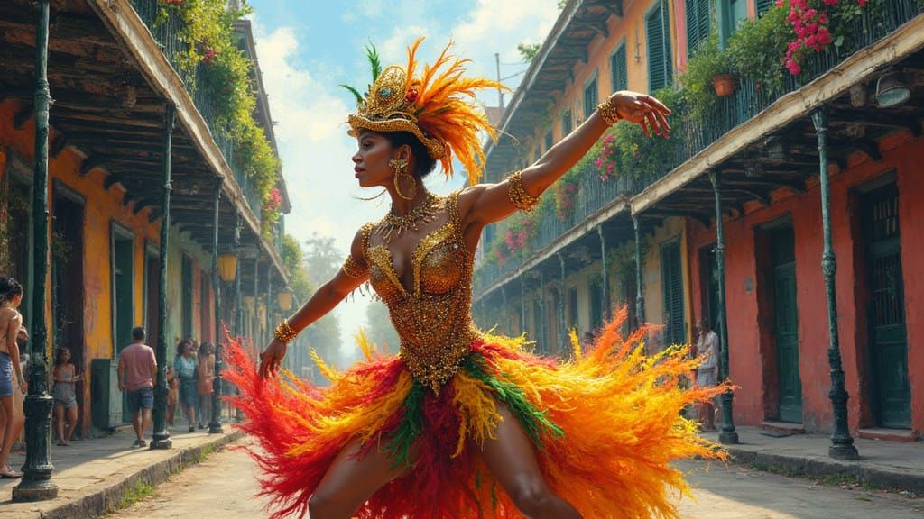 Vibrant Mardi Gras Dancer in New Orleans