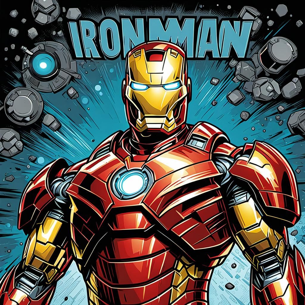 Iron Man in Comic Book Style
