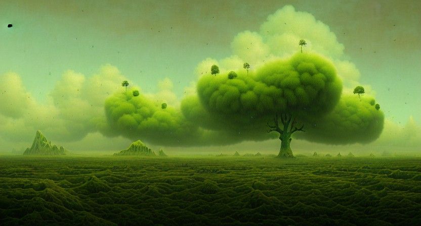 Eerie Green Apocalyptic Landscape Photoillustration
