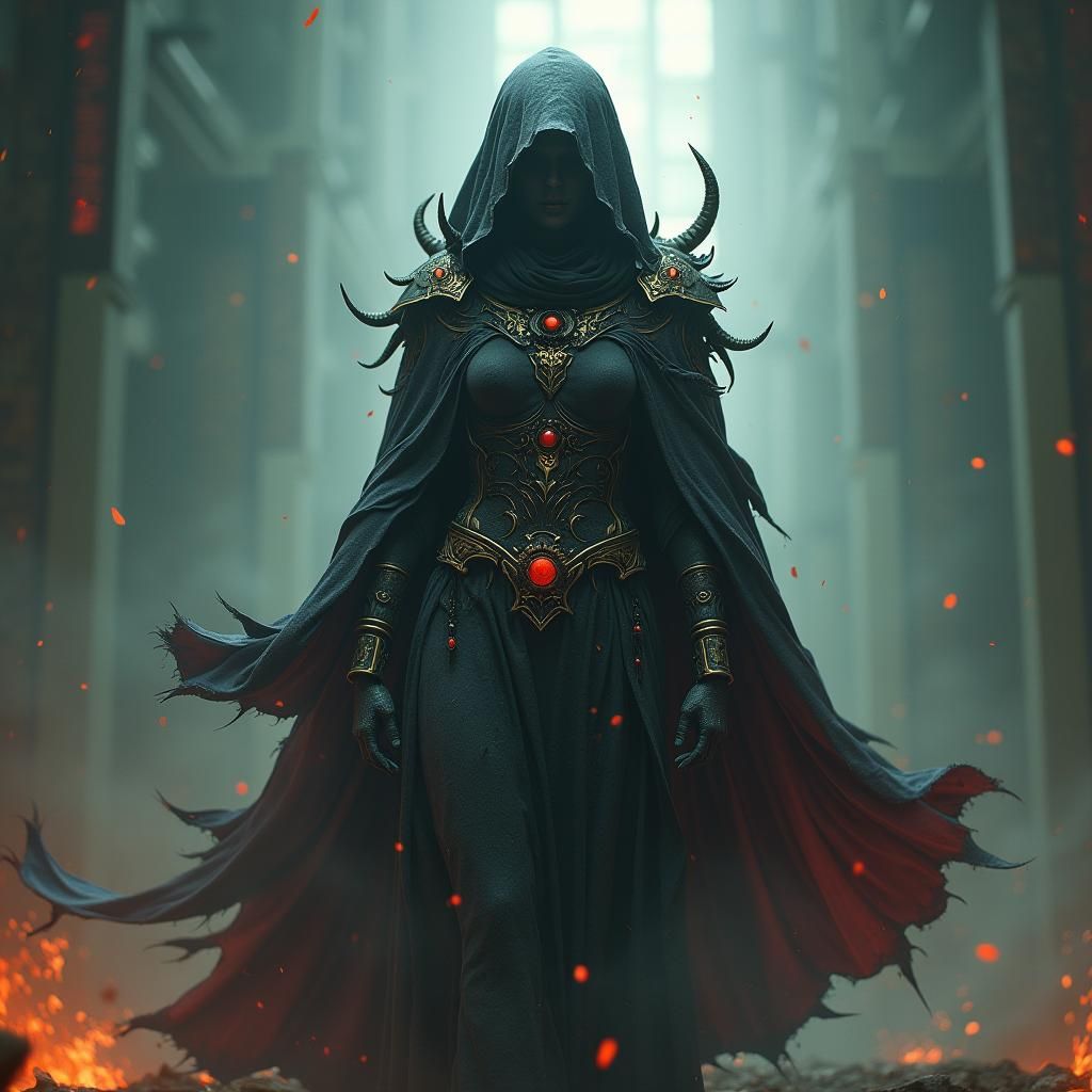 Warhammer 40k Psionic Woman in Matte Painting Style