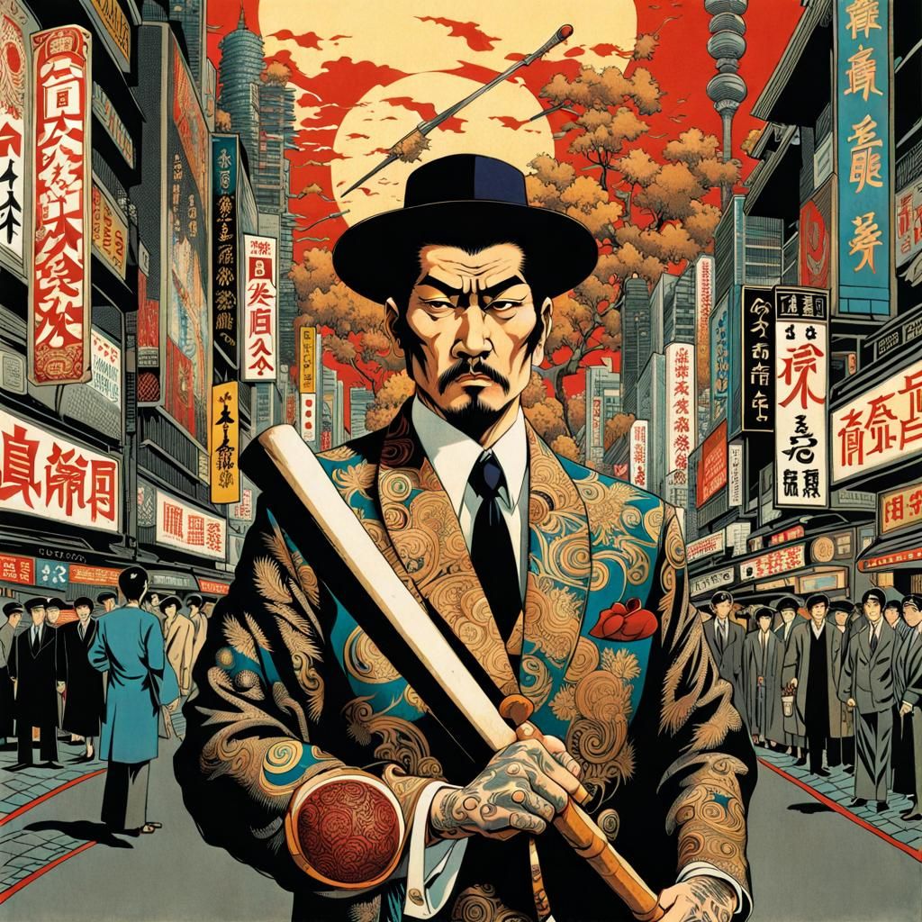 Futuristic Yakuza Boss in Surreal Tokyo