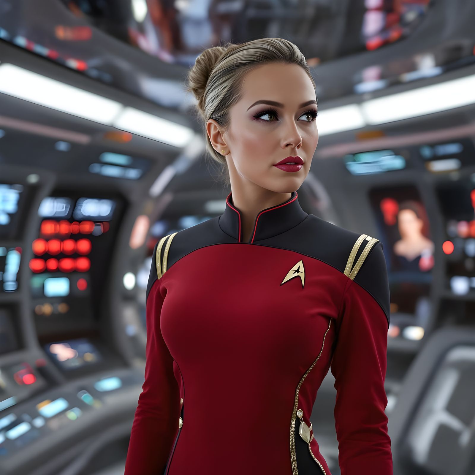 A hyper-realistic cinematic portrait of a futuristic female ...