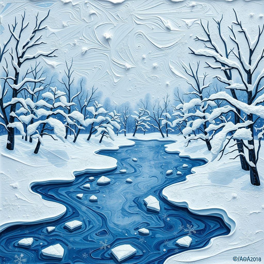 Winter Wonderland in Impasto Splendor