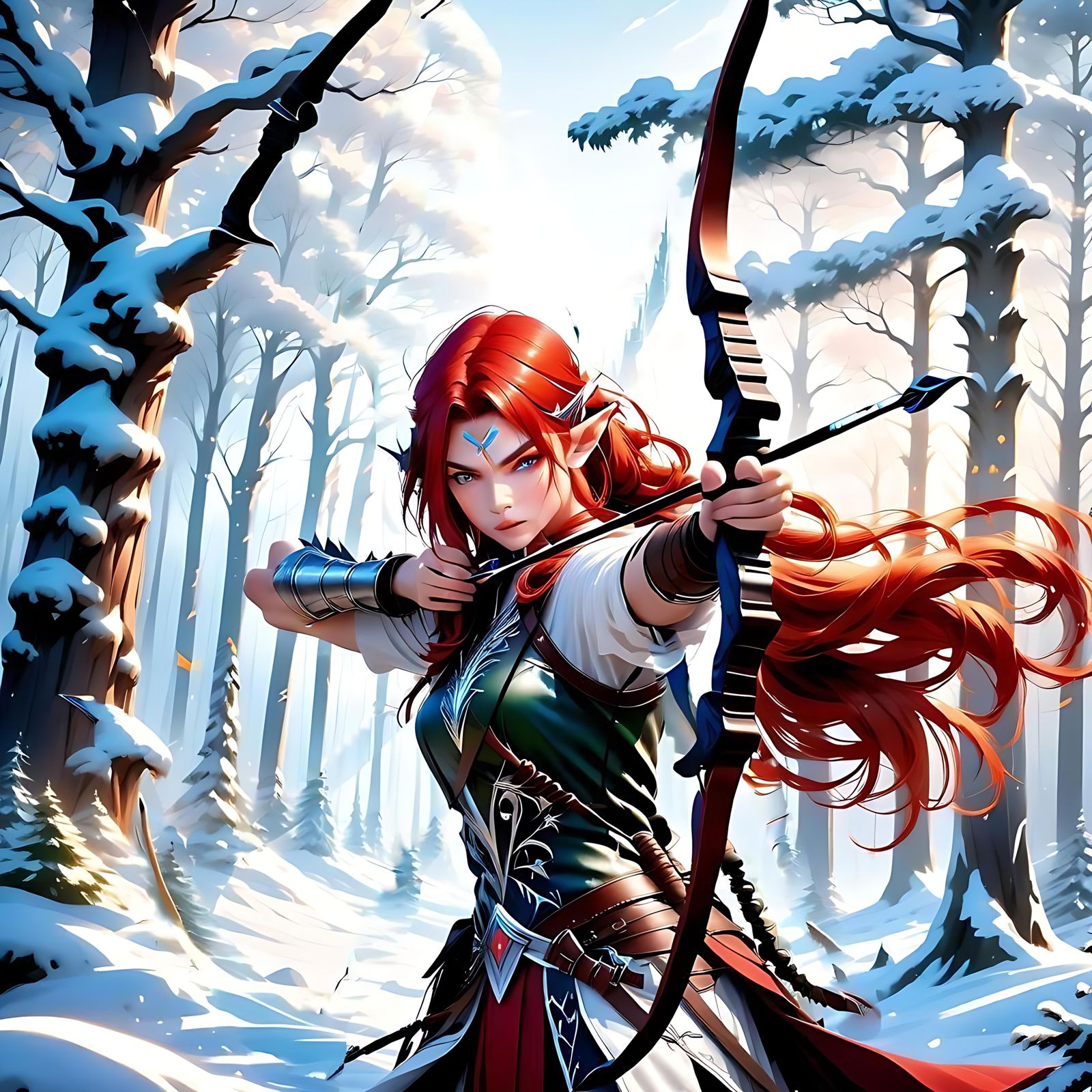 Elven Archer in Blasted Winter Forest