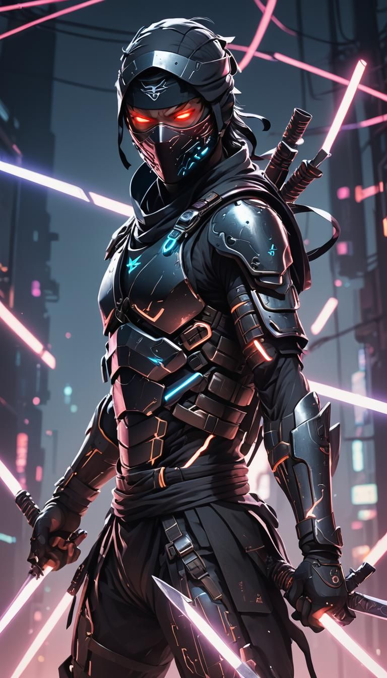 Ninja with Electric Blades: Anime Concept Art