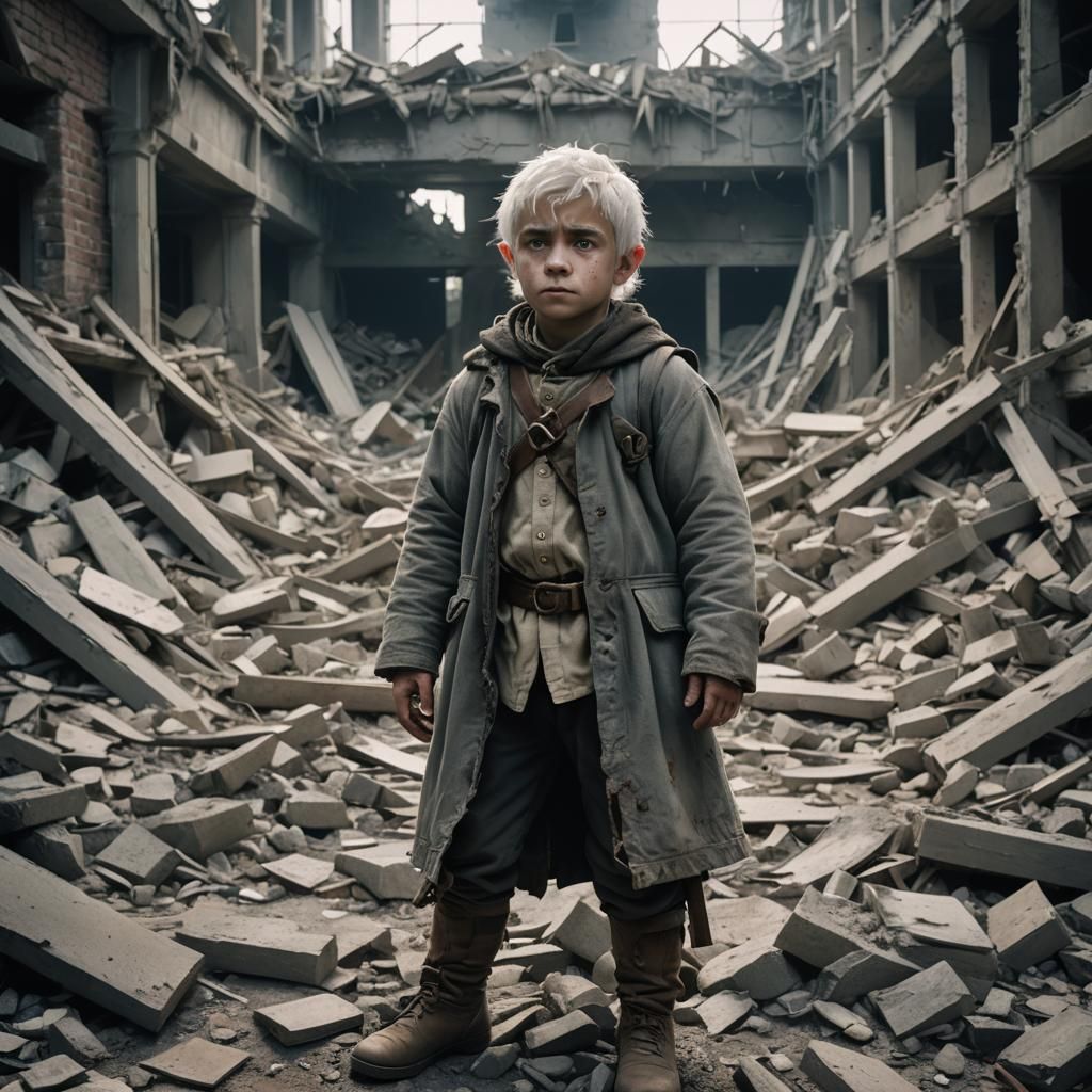 Halfling in Collapsed Building: Cinematic Film Still