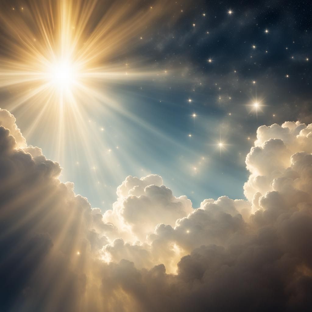 Heavenly Sunshine Beams Through Stars