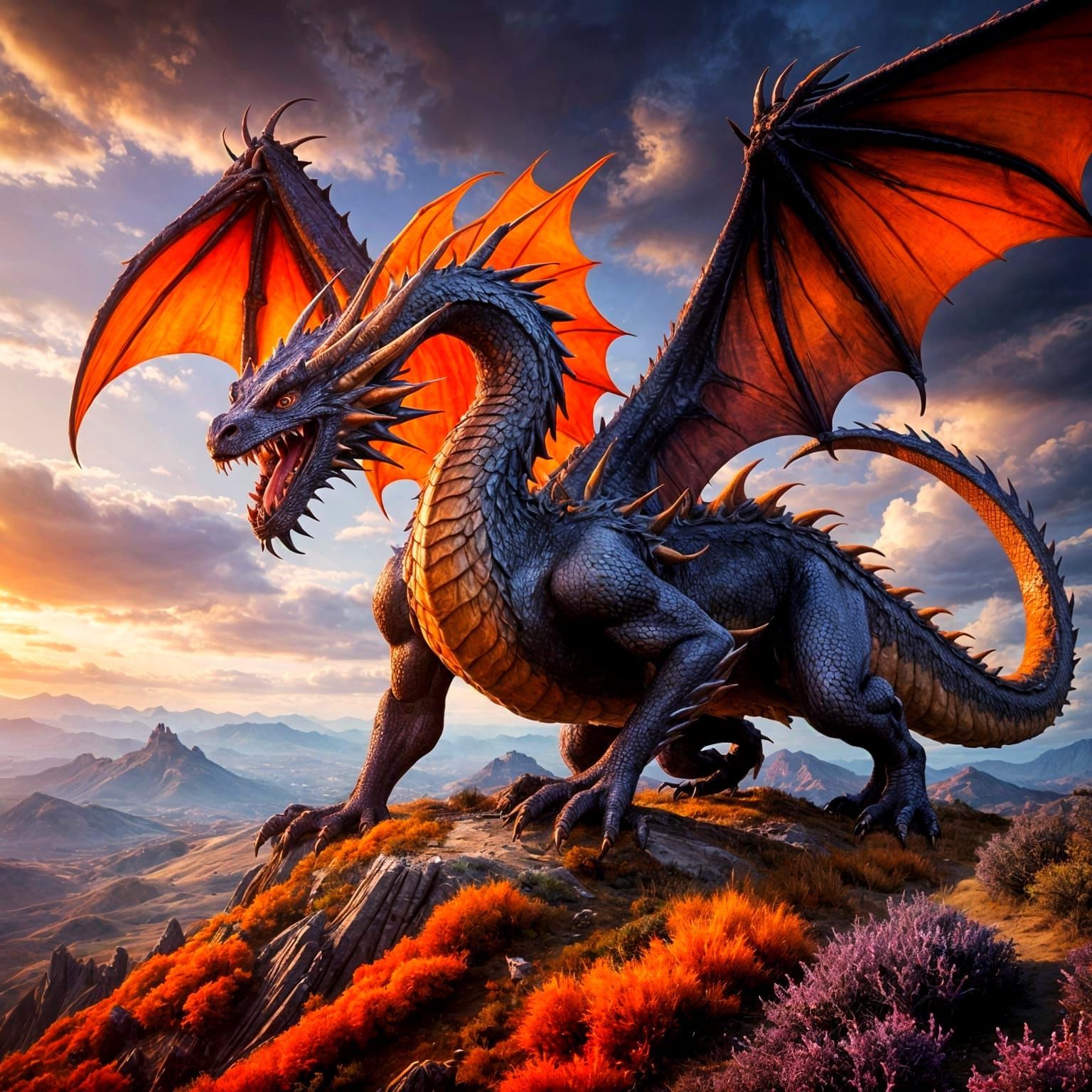 Epic Dragon Majestically Rules the Windswept Horizon