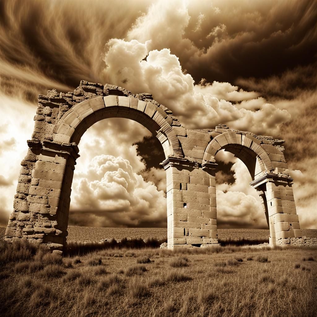 Sepia Art Illusion of Ancient Ruin