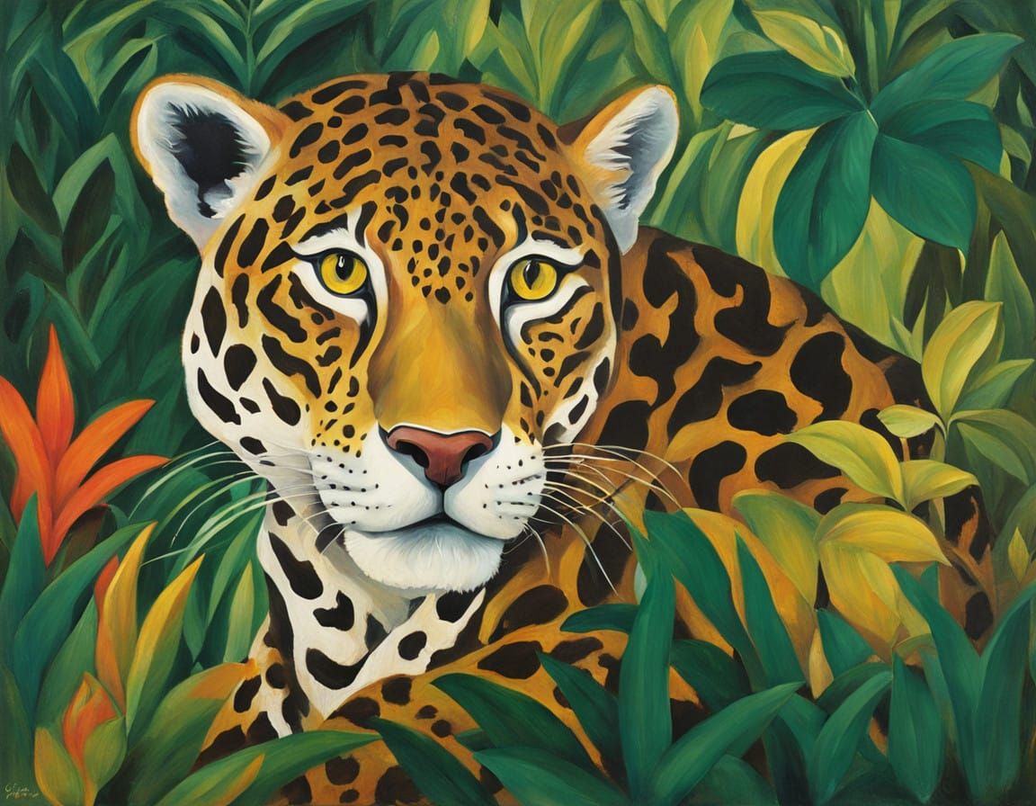 Majestic Jaguar in Tropical Jungle
